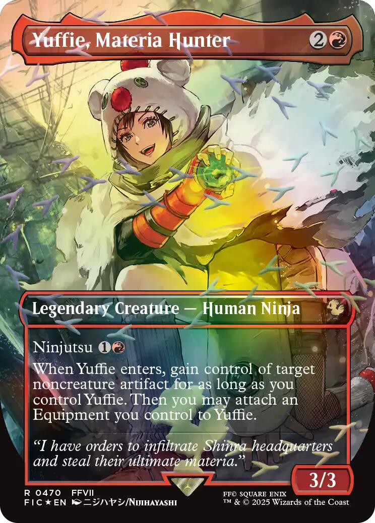 Yuffie, Materia Hunter (Borderless) (Chocobo Track Foil) [FINAL FANTASY Commander] | Good Games North