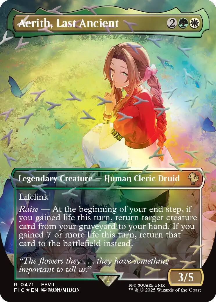 Aerith, Last Ancient (Borderless) (Chocobo Track Foil) [FINAL FANTASY Commander] | Good Games North