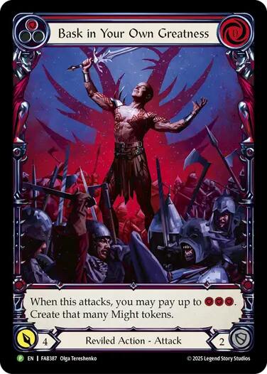 Bask in Your Own Greatness (Red) [FAB387] (Promo)  Rainbow Foil | Good Games North