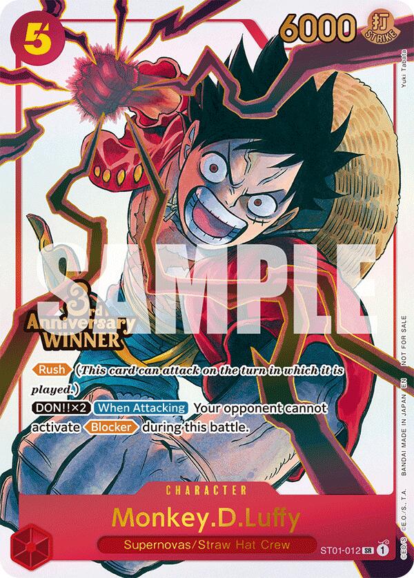 Monkey.D.Luffy (ST01-012) (3rd Anniversary Winner) [One Piece Promotion Cards] | Good Games North