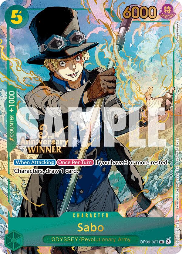 Sabo (OP09-027) (3rd Anniversary Winner) [One Piece Promotion Cards] | Good Games North
