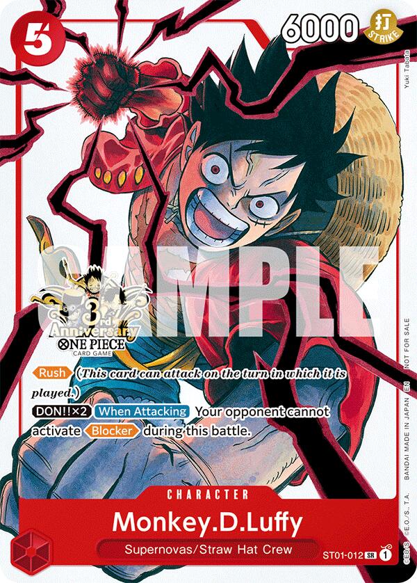 Monkey.D.Luffy (ST01-012) (3rd Anniversary Tournament 3 Brothers Pack) [Carrying On His Will: 3rd Anniversary Tournament Cards] | Good Games North