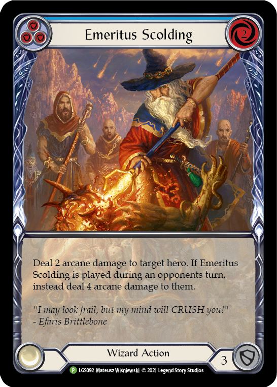 Emeritus Scolding (Blue Extended Art) [LGS092] (Promo)  Rainbow Foil | Good Games North
