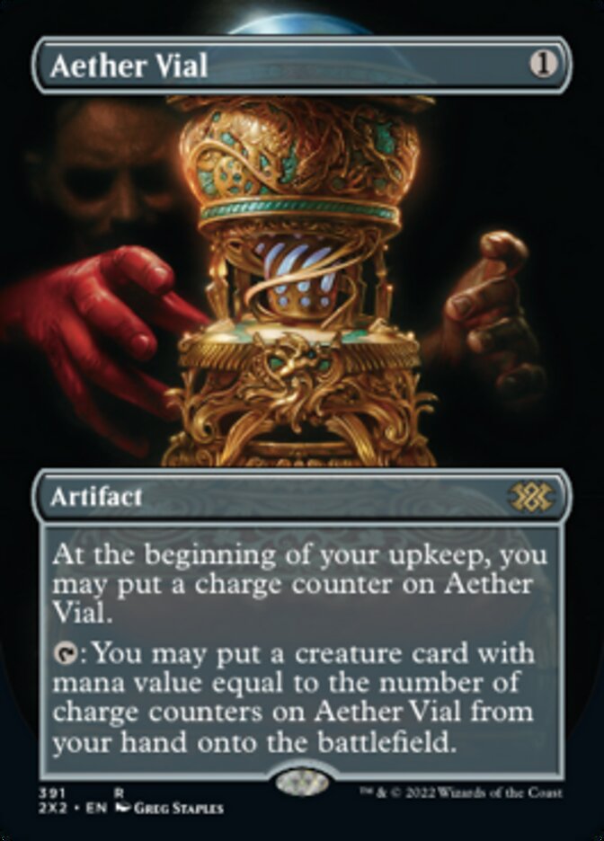Aether Vial (Borderless Alternate Art) [Double Masters 2022] | Good Games North
