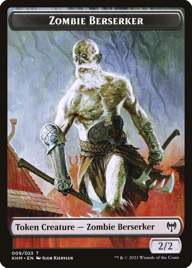 Elf Warrior // Zombie Berserker Double-Sided Token [Kaldheim Tokens] | Good Games North