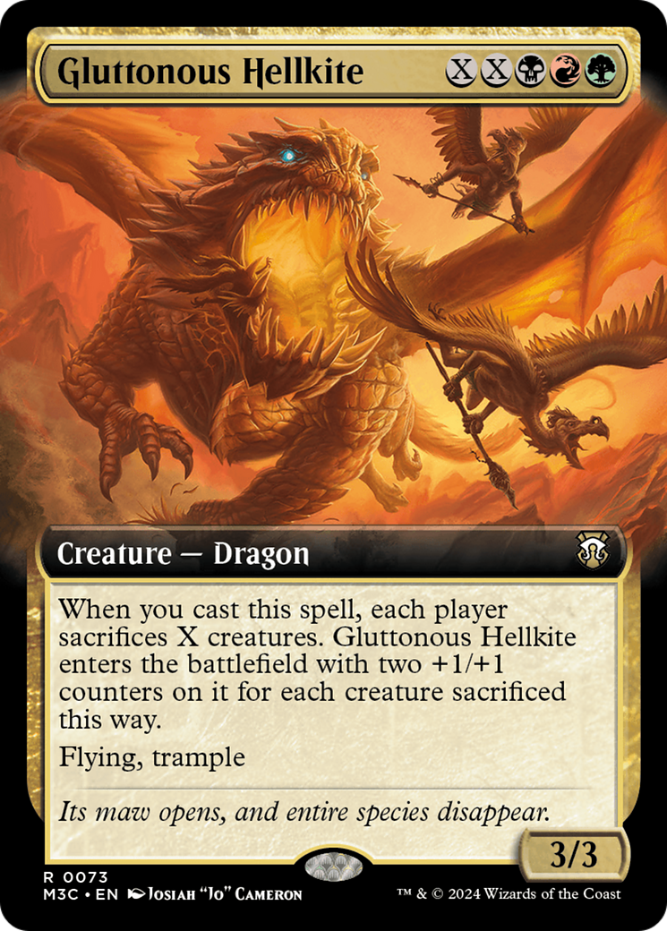 Gluttonous Hellkite (Extended Art) (Ripple Foil) [Modern Horizons 3 Commander] | Good Games North