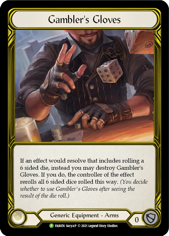 Gambler's Gloves (Golden) [FAB074] (Promo)  Cold Foil | Good Games North