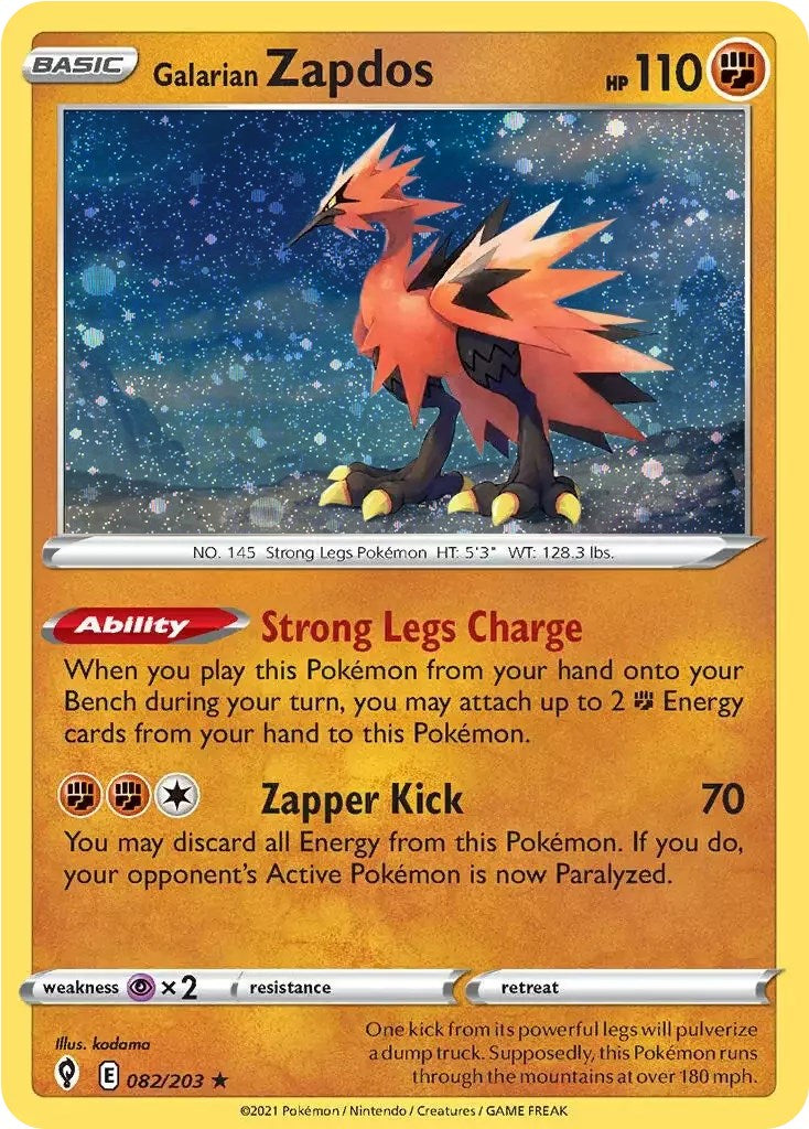 Galarian Zapdos (082/203) (Cosmos Holo) [Sword & Shield: Evolving Skies] | Good Games North