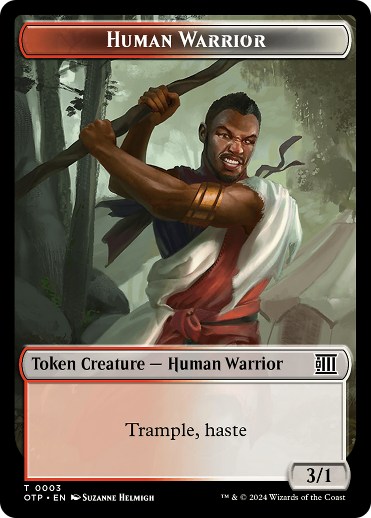 Human Warrior // Plot Double-Sided Token [Outlaws of Thunder Junction: Breaking News Tokens] | Good Games North