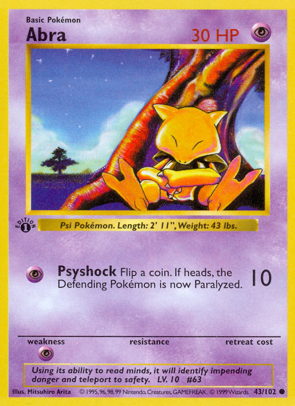 Abra (43/102) (Shadowless) [Base Set 1st Edition] | Good Games North