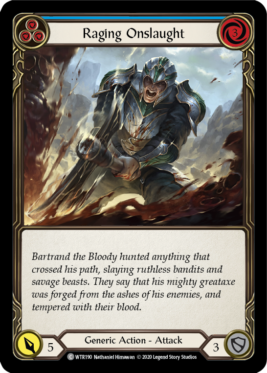 Raging Onslaught (Blue) [U-WTR190] (Welcome to Rathe Unlimited)  Unlimited Rainbow Foil | Good Games North