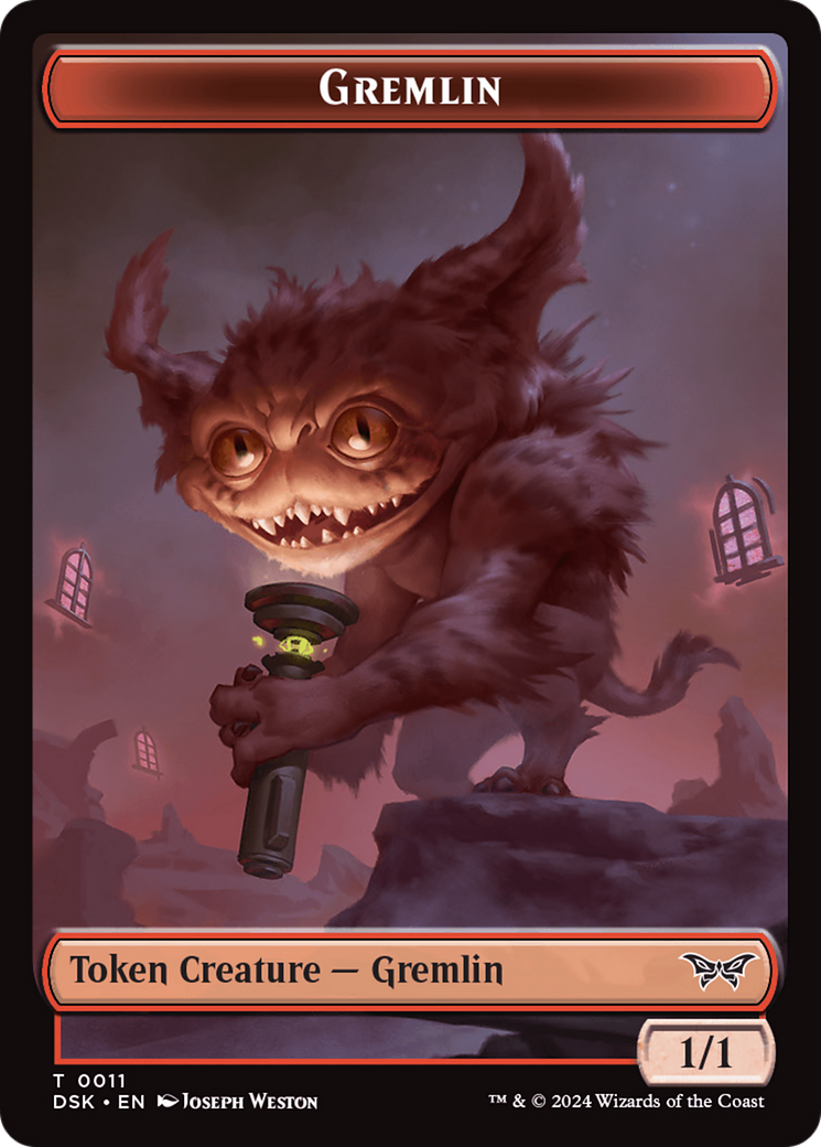 Emblem - Kaito, Bane of Nightmares // Gremlin Double-Sided Token [Duskmourn: House of Horror Tokens] | Good Games North