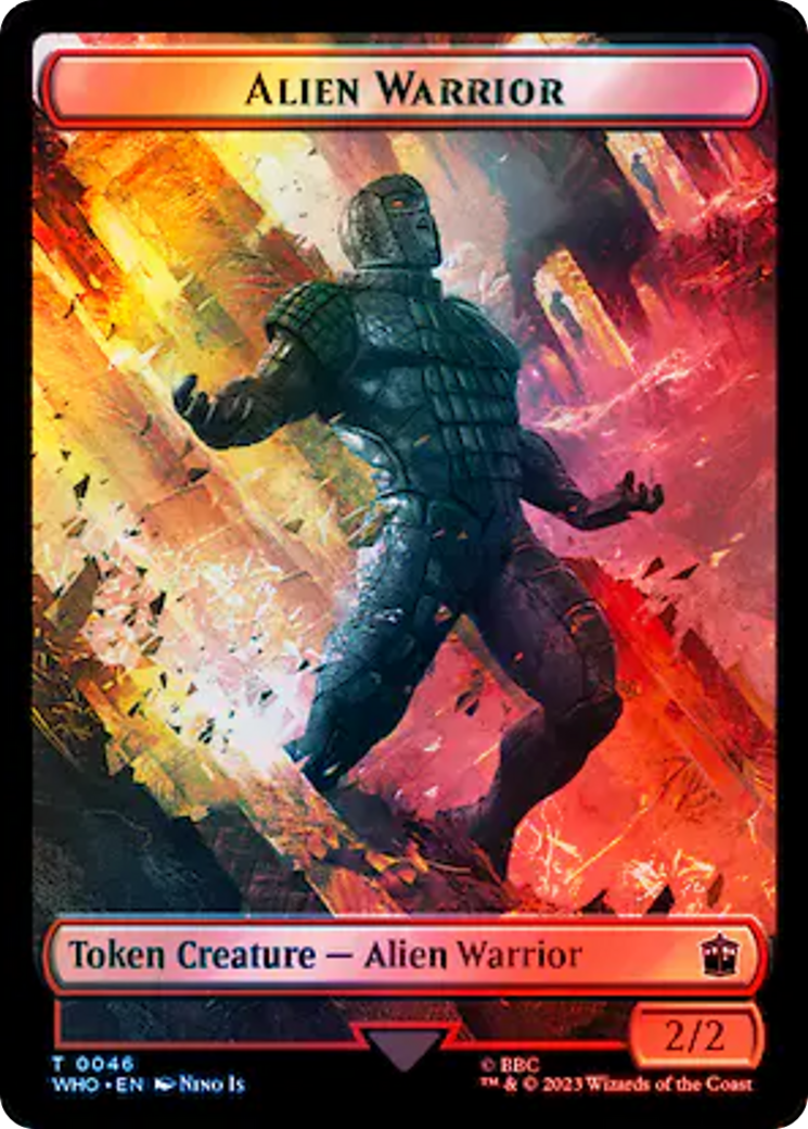 Alien // Alien Warrior Double-Sided Token (Surge Foil) [Doctor Who Tokens] | Good Games North