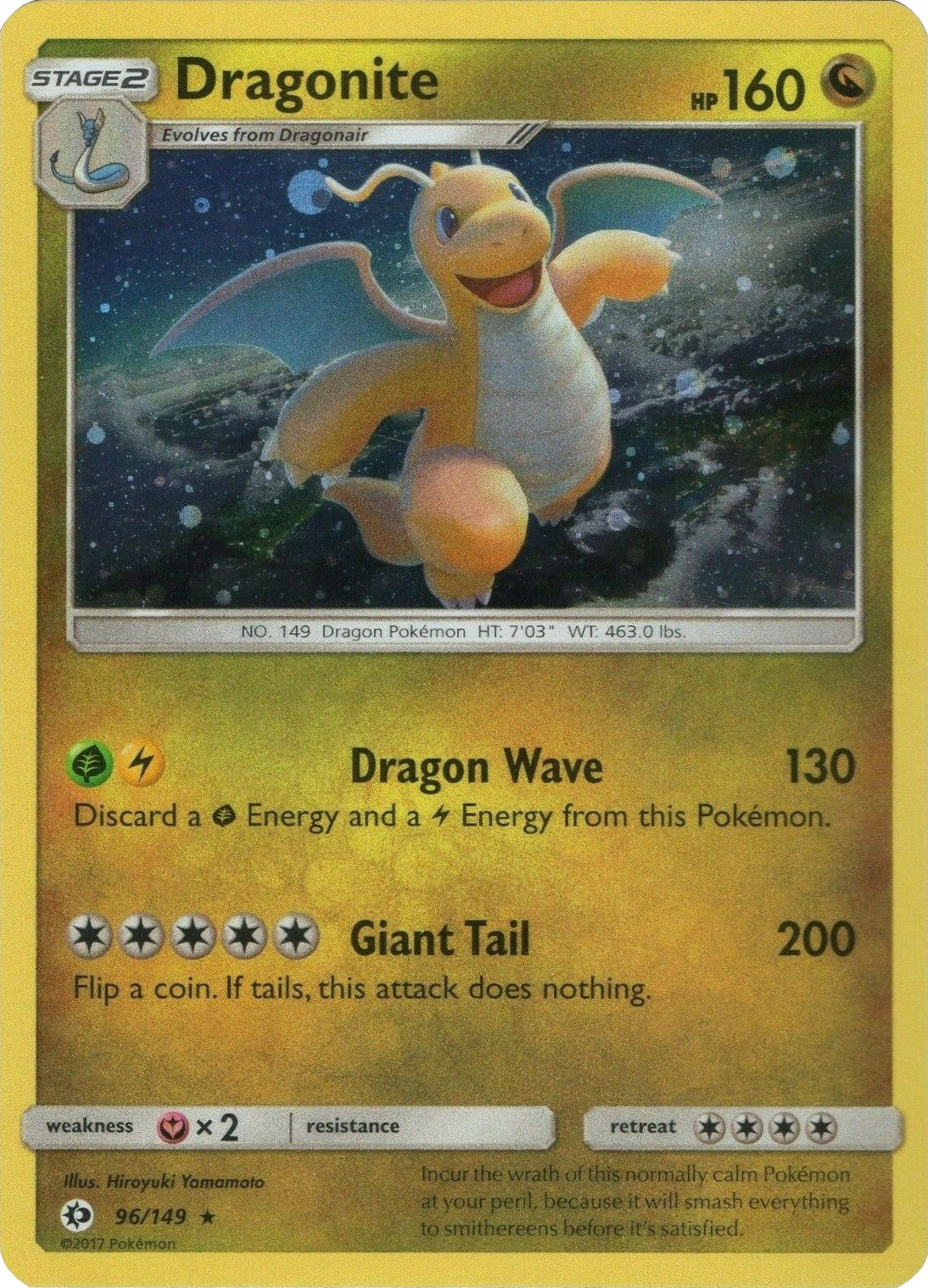 Dragonite (96/149) (Cosmos Holo) [Sun & Moon: Base Set] | Good Games North