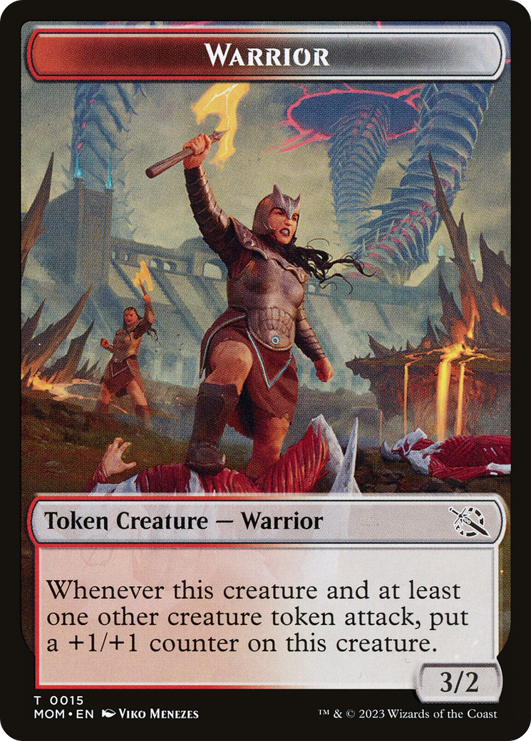 Warrior // Wrenn and Realmbreaker Emblem Double-Sided Token [March of the Machine Tokens] | Good Games North