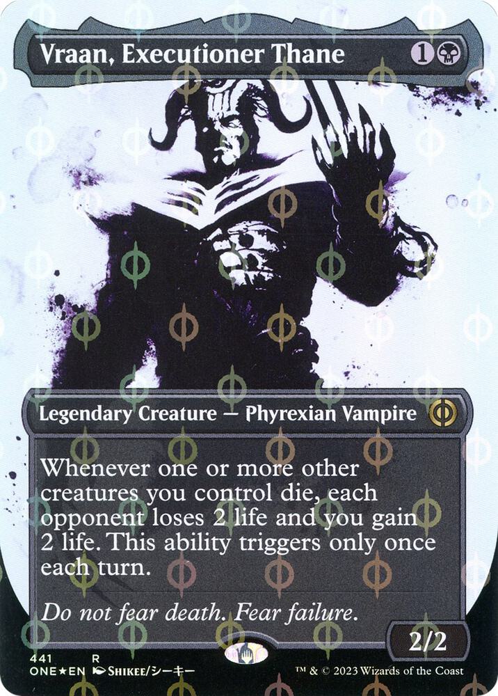 Vraan, Executioner Thane 441/271 (Phyrexia: All Will Be One)  - Borderless Compleat Foil | Good Games North