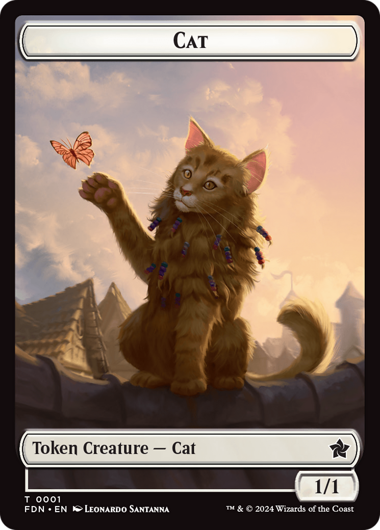 Cat (0001) // Cat (0002) Doubled-Sided Token [Foundations Tokens] | Good Games North