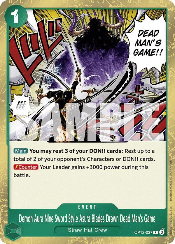 Demon Aura Nine Sword Style Asura Blades Drawn Dead Man's Game OP12-037 (Legacy of the Master)  - Foil | Good Games North
