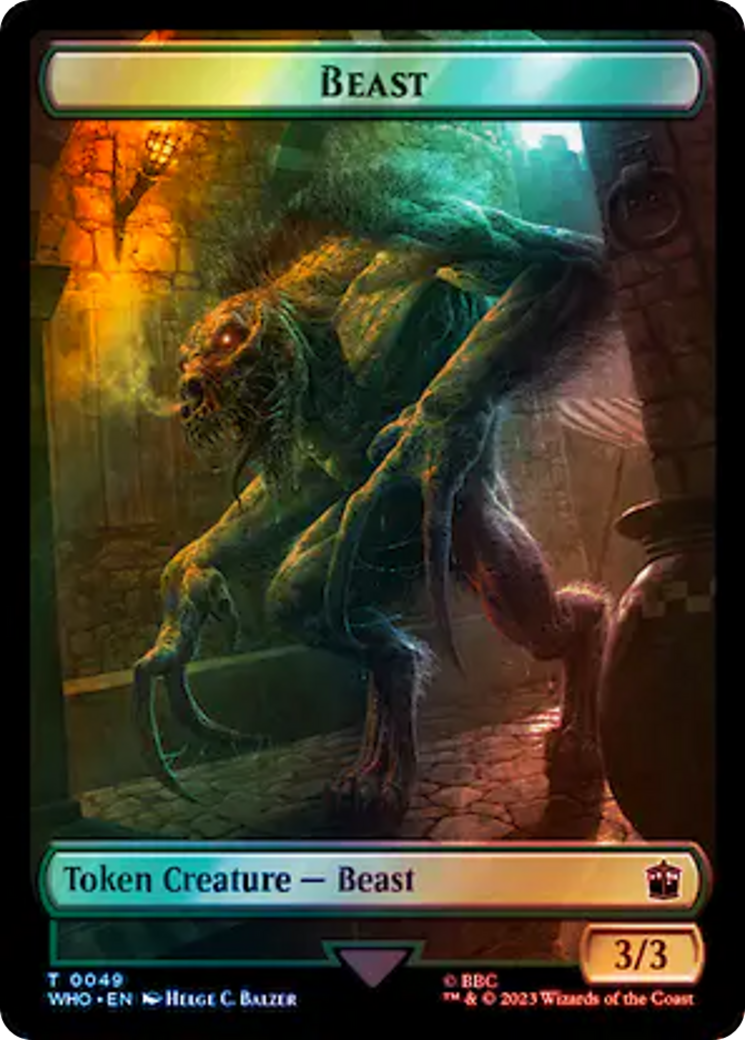 Alien Rhino // Beast Double-Sided Token (Surge Foil) [Doctor Who Tokens] | Good Games North