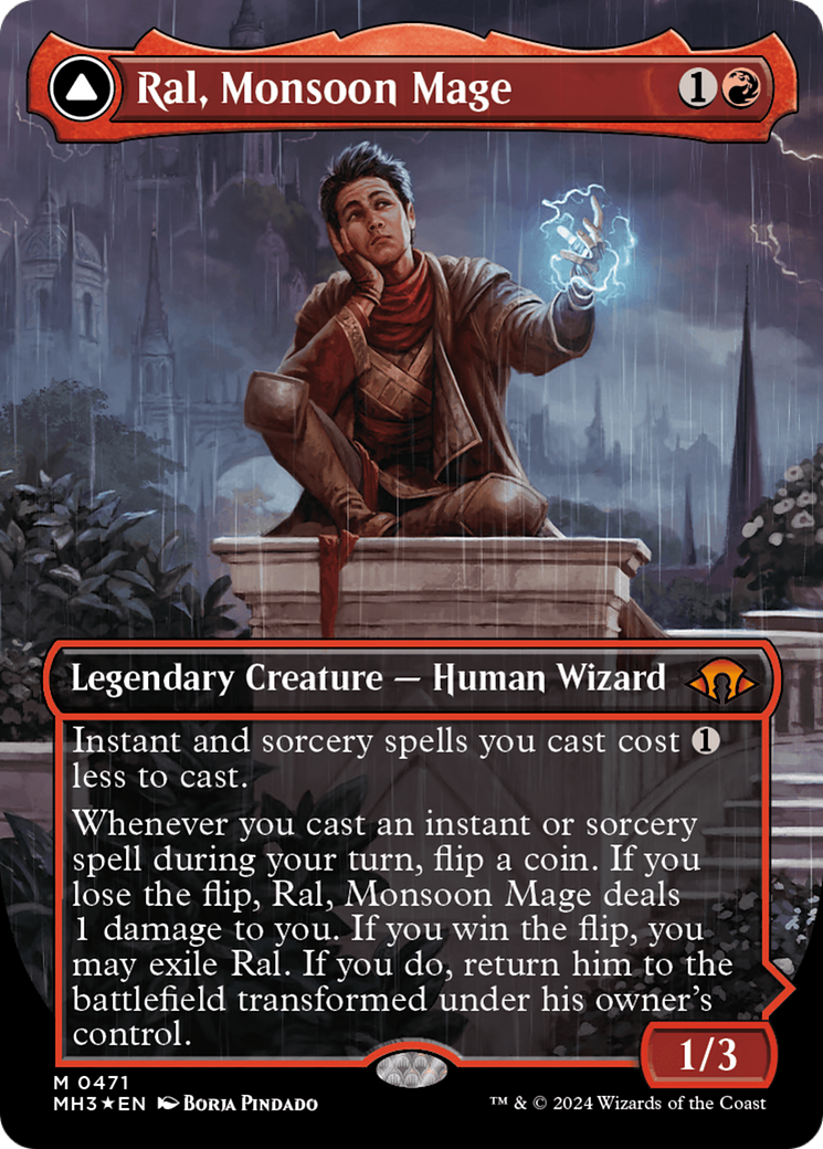Ral, Monsoon Mage // Ral, Leyline Prodigy (Borderless) (Textured Foil) [Modern Horizons 3] | Good Games North