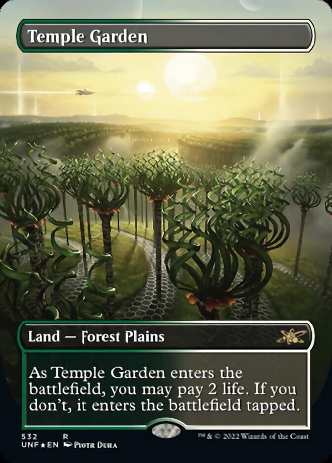 Temple Garden (Borderless) (Galaxy Foil) [Unfinity] | Good Games North