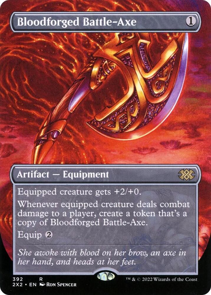 Bloodforged Battle Axe Borderless (Double Masters 2022)  - Foil | Good Games North
