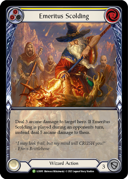 Emeritus Scolding (Yellow Extended Art) [LGS091] (Promo)  Rainbow Foil | Good Games North