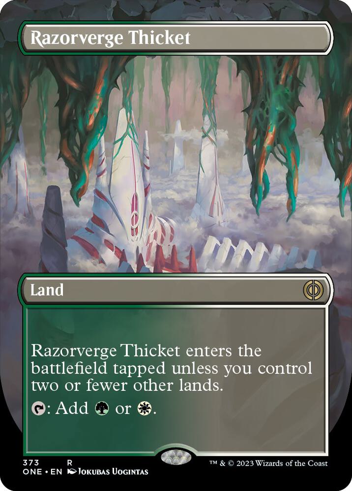Razorverge Thicket 373 (Phyrexia: All Will Be One)  - Borderless Foil | Good Games North