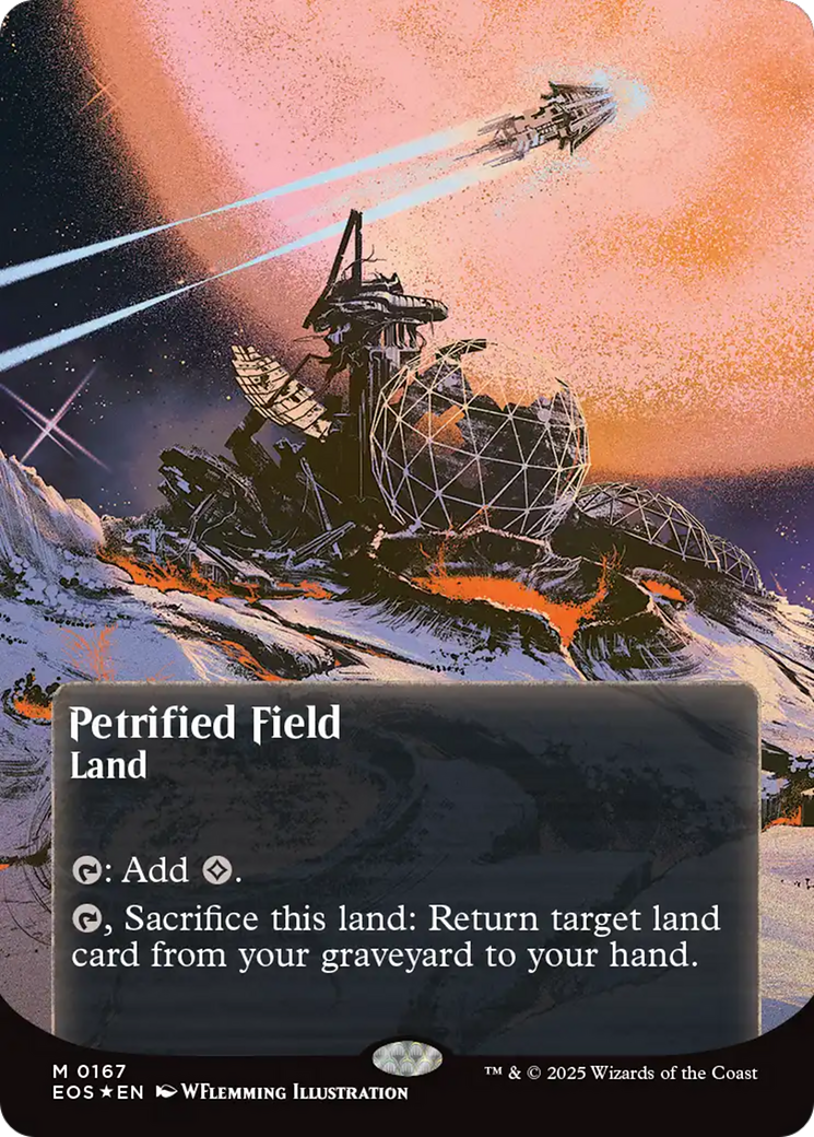 Petrified Field (0167) (Borderless) (Galaxy Foil) [Edge of Eternities: Stellar Sights] | Good Games North