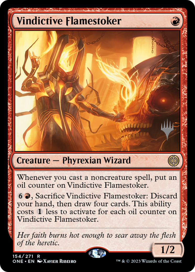 Vindictive Flamestoker (Promo Pack) [Phyrexia: All Will Be One Promos] | Good Games North