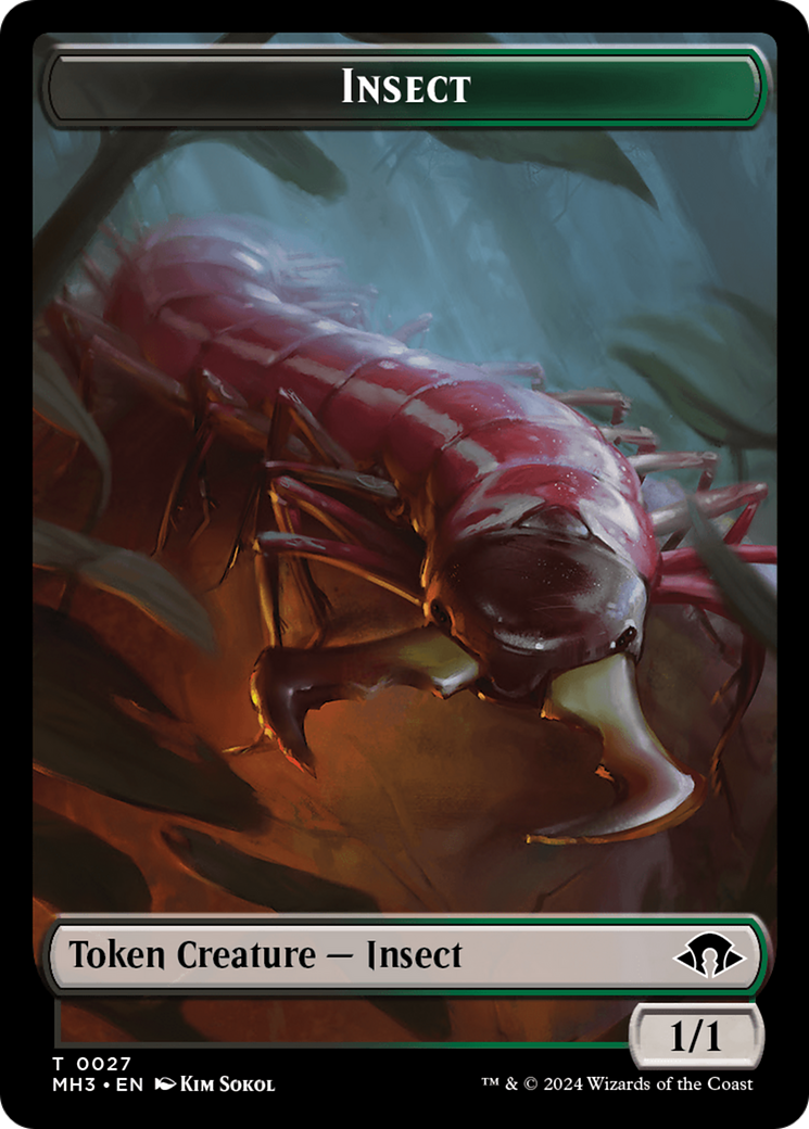 Zombie (Ripple Foil) // Insect (0027) Double-Sided Token [Modern Horizons 3 Tokens] | Good Games North