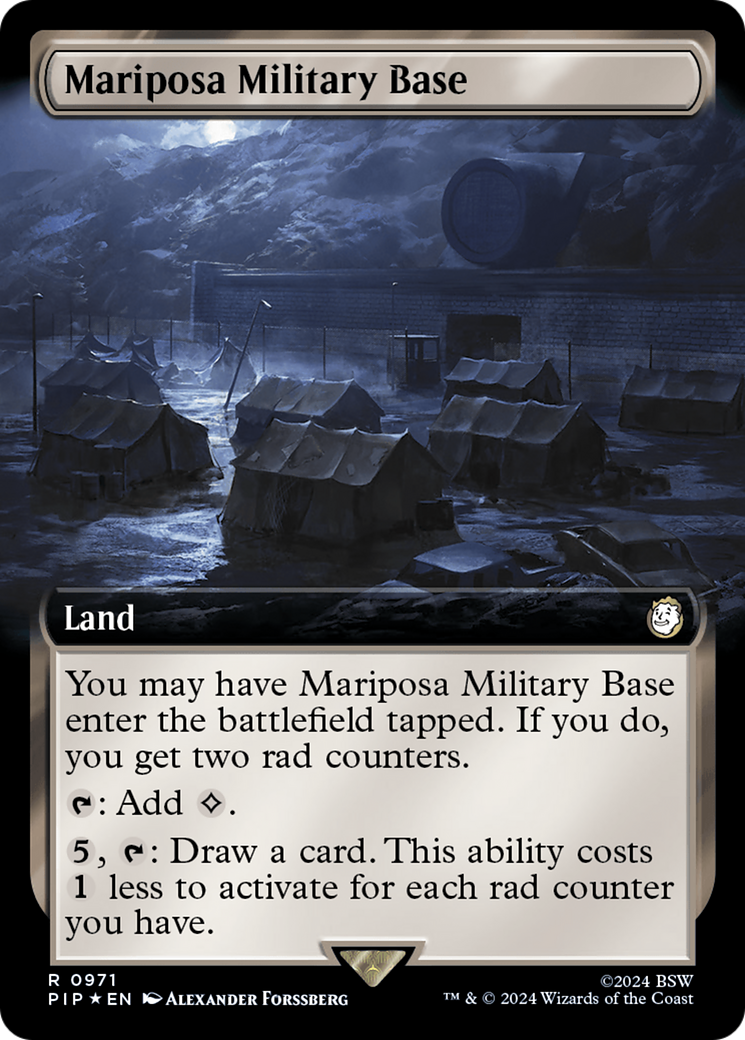 Mariposa Military Base (Extended Art) (Surge Foil) [Fallout] | Good Games North