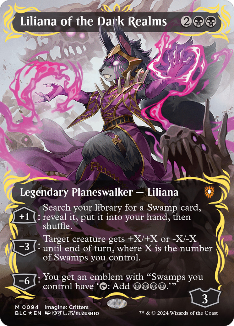 Liliana of the Dark Realms (Borderless) (Raised Foil) [Bloomburrow Commander] | Good Games North