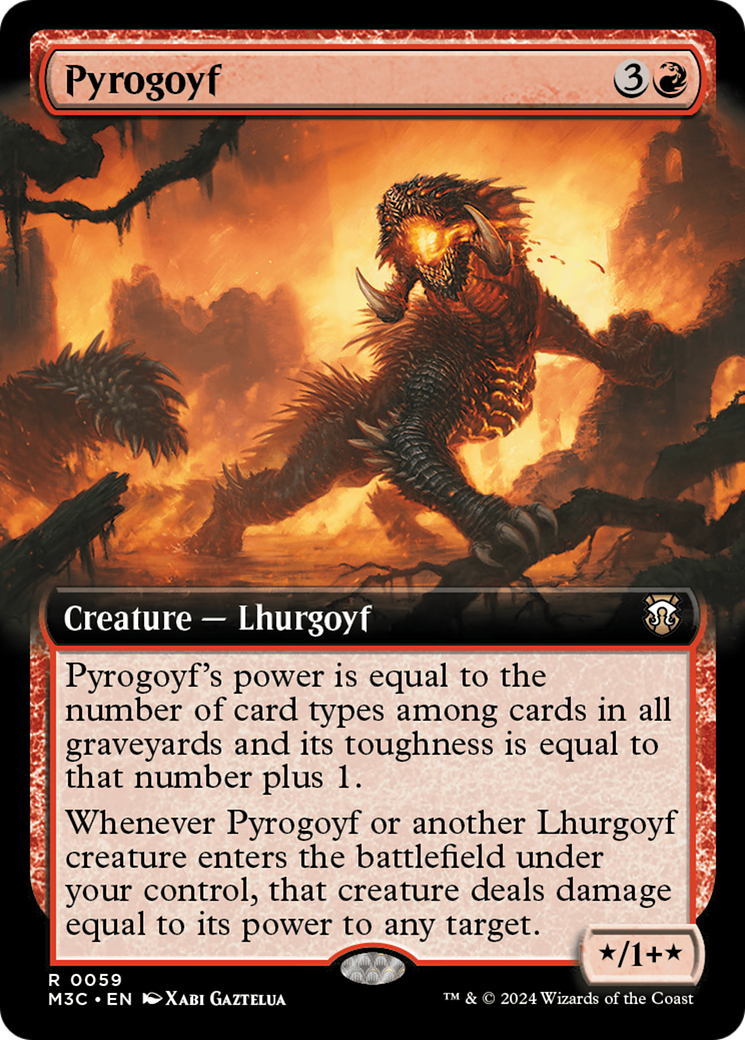 Pyrogoyf (Extended Art) (Ripple Foil) [Modern Horizons 3 Commander] | Good Games North
