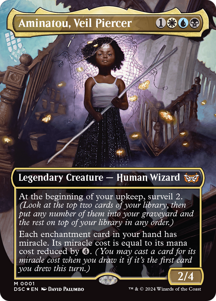 Aminatou, Veil Piercer (Borderless) [Duskmourn: House of Horror Commander] | Good Games North