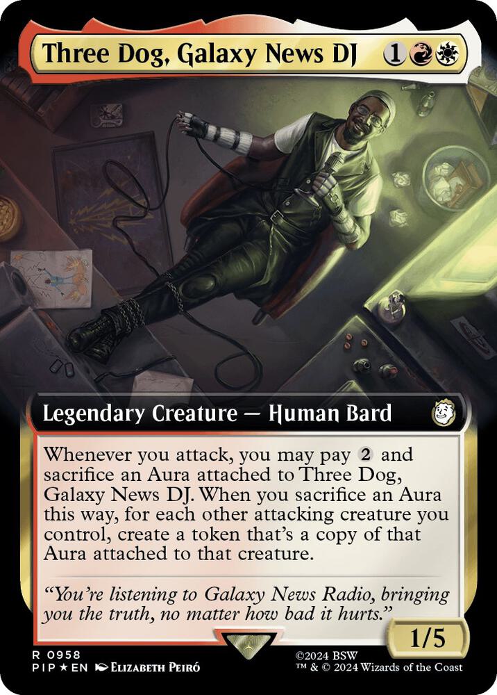 Three Dog Galaxy News DJ Extended Art Surge Foil (Universes Beyond: Fallout)  - Foil | Good Games North