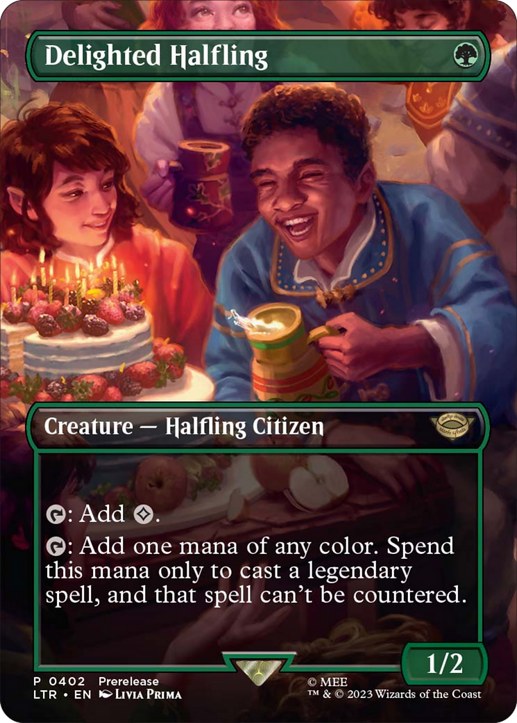 Delighted Halfling (Borderless Alternate Art) [The Lord of the Rings: Tales of Middle-Earth] | Good Games North