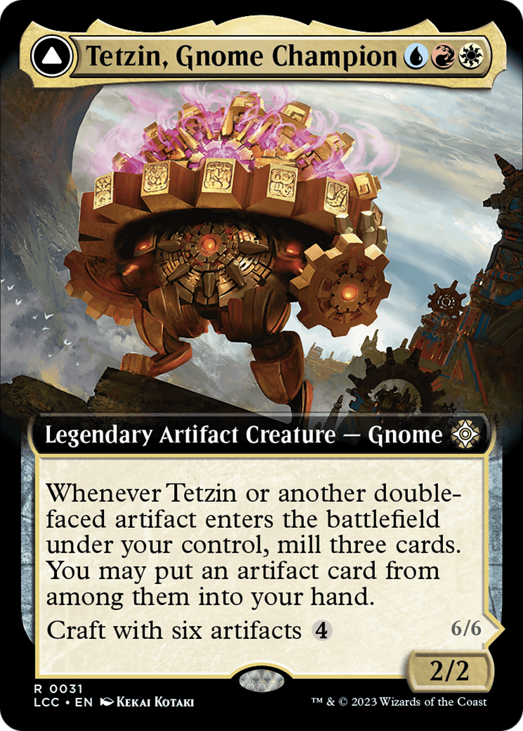 Tetzin, Gnome Champion // The Golden-Gear Colossus (Extended Art) [The Lost Caverns of Ixalan Commander] | Good Games North