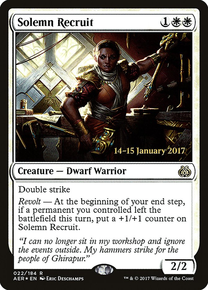 Solemn Recruit [Aether Revolt Prerelease Promos] | Good Games North