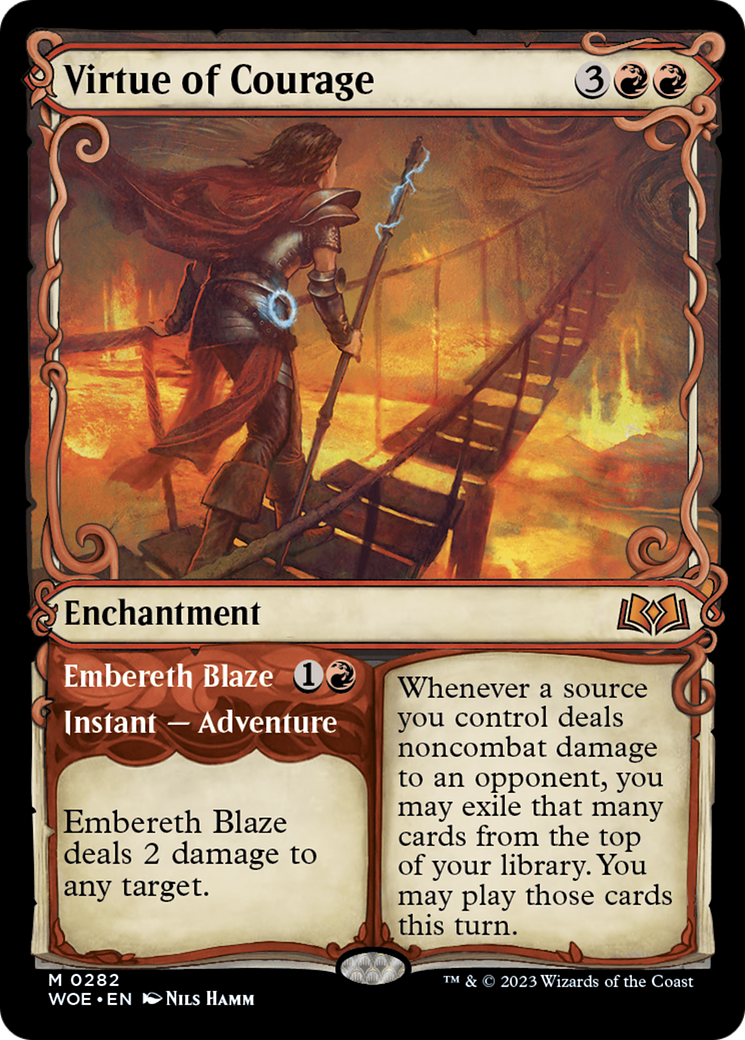 Virtue of Courage // Embereth Blaze (Showcase) [Wilds of Eldraine] | Good Games North