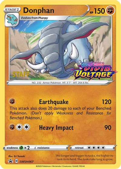 Donphan (SWSH067) (Staff Prerelease Promo) [Sword & Shield: Black Star Promos] | Good Games North