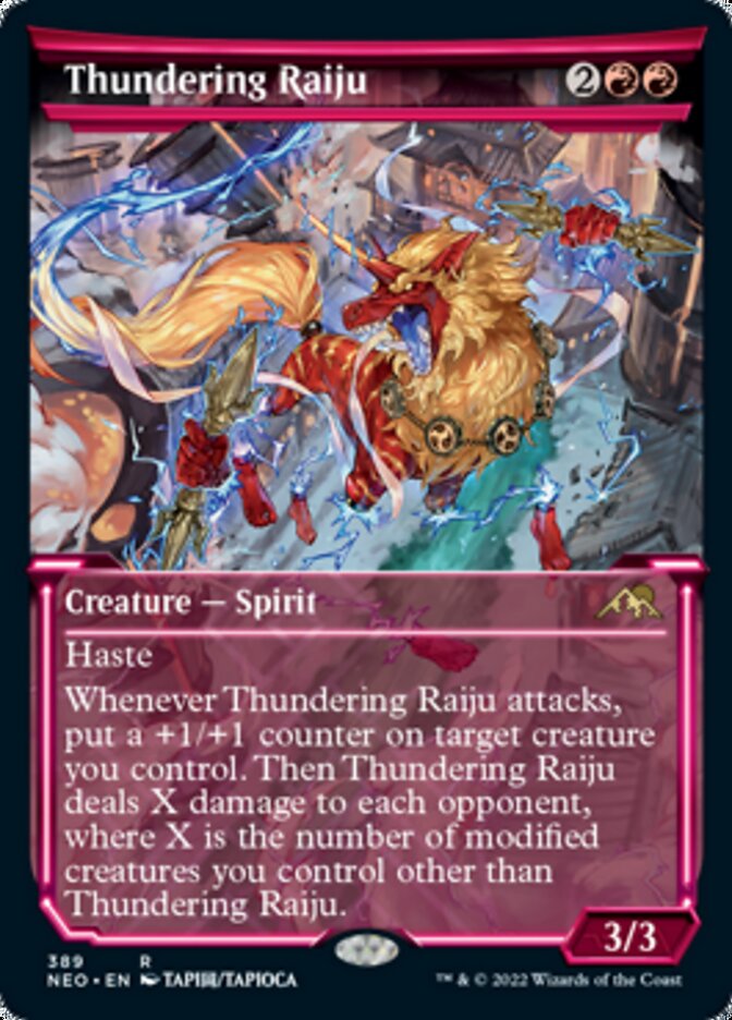 Thundering Raiju (Showcase Soft Glow) [Kamigawa: Neon Dynasty] | Good Games North