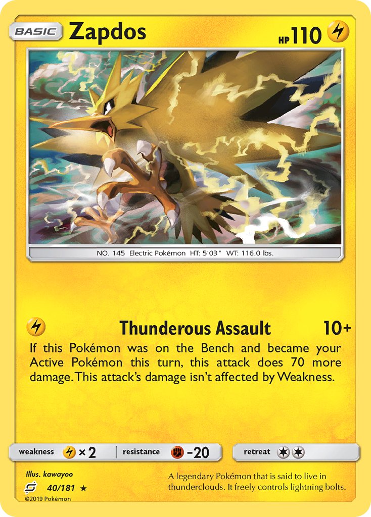 Zapdos (40/181) (Theme Deck Exclusive) [Sun & Moon: Team Up] | Good Games North