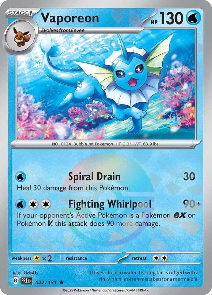Vaporeon (022/131) (Poke Ball Pattern) [Scarlet & Violet: Prismatic Evolutions] | Good Games North