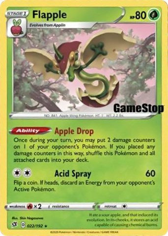 Flapple (022/192) (GameStop Exclusive) [Sword & Shield: Rebel Clash] | Good Games North