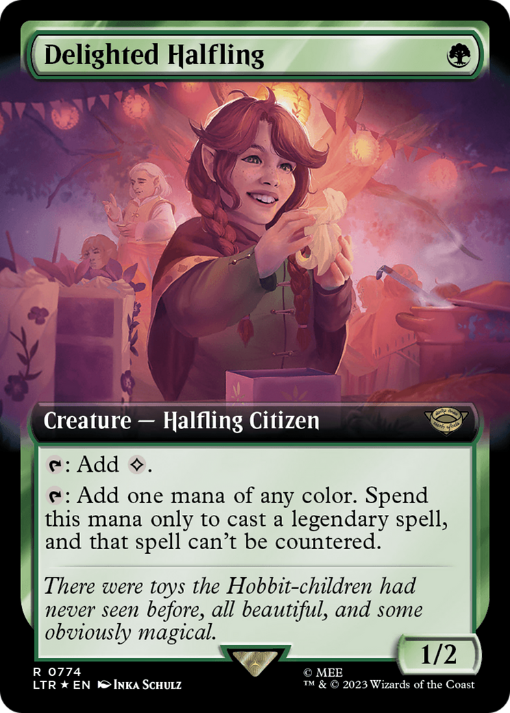 Delighted Halfling (Extended Art) (Surge Foil) [The Lord of the Rings: Tales of Middle-Earth] | Good Games North