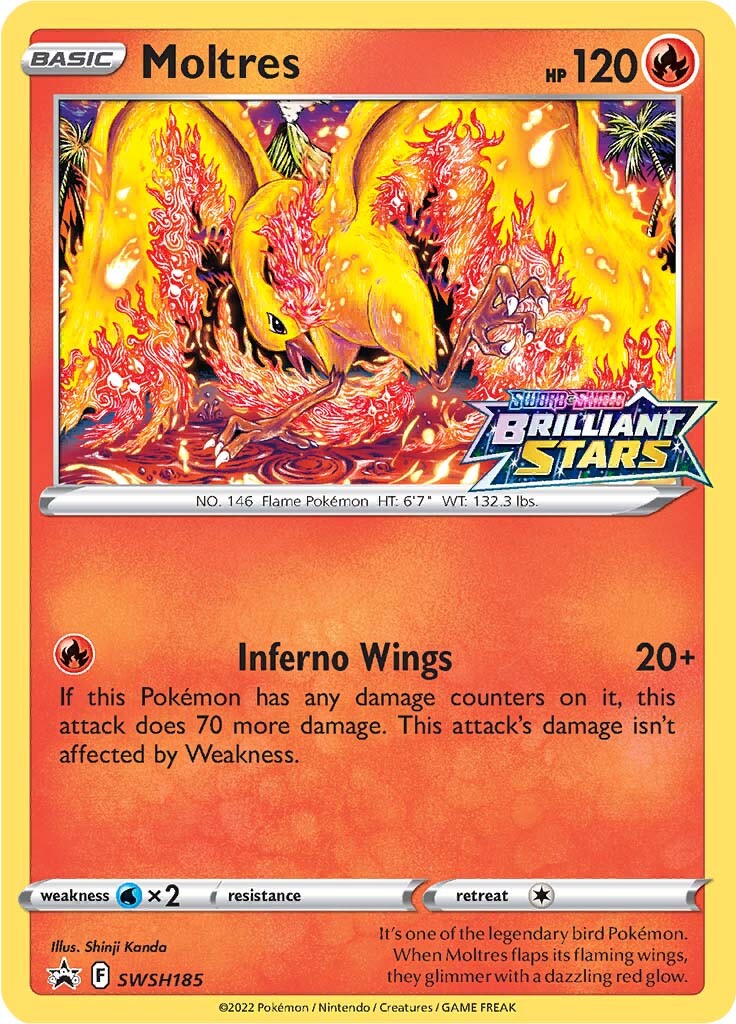 Moltres (SWSH185) (Prerelease Promo) [Sword & Shield: Black Star Promos] | Good Games North
