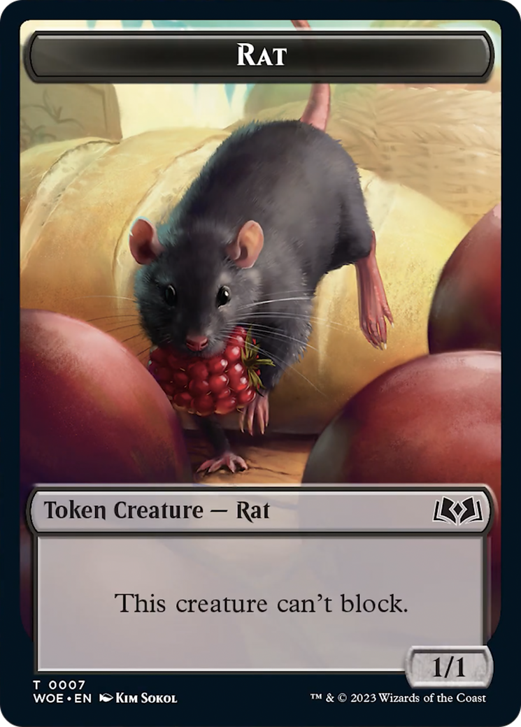 Rat // Food (0010) Double-Sided Token [Wilds of Eldraine Tokens] | Good Games North