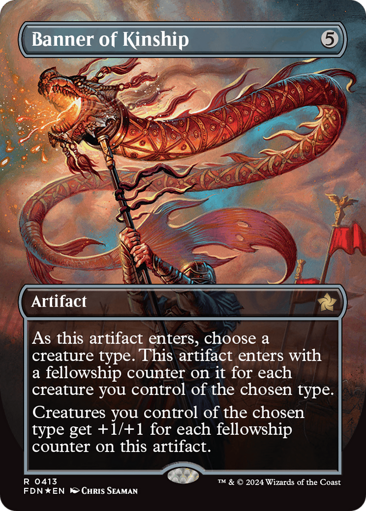 Banner of Kinship (Borderless) (Mana Foil) [Foundations] | Good Games North