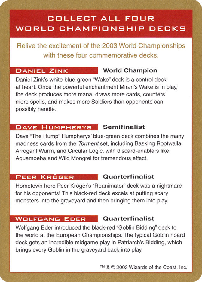 2003 World Championships Ad [World Championship Decks 2003] | Good Games North